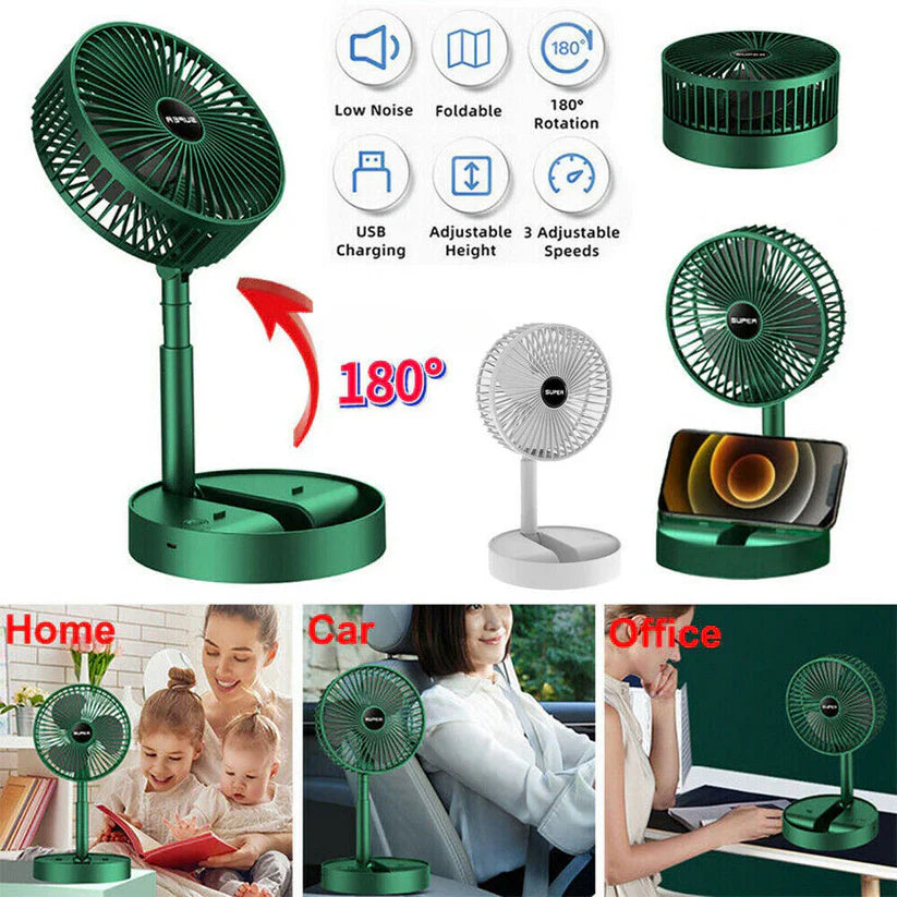 Smart 3-Speed Foldable Rechargeable Fan